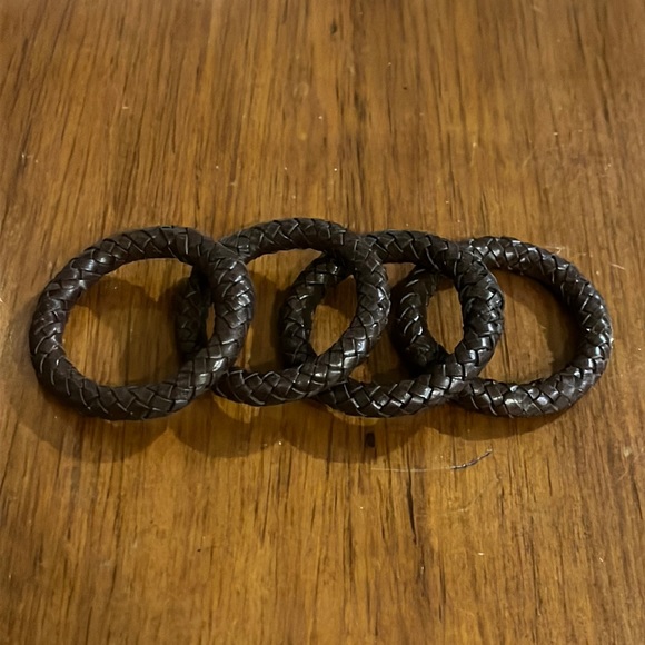 Polo Ralph Lauren Home set of 4 leather braided napkin rings brown vintage